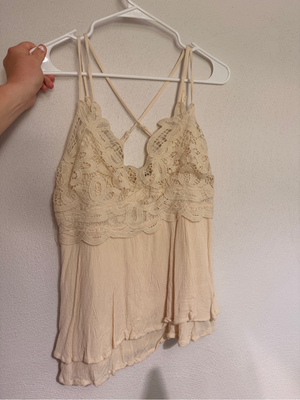 Listicle Cream Crochet Lace Tank Top